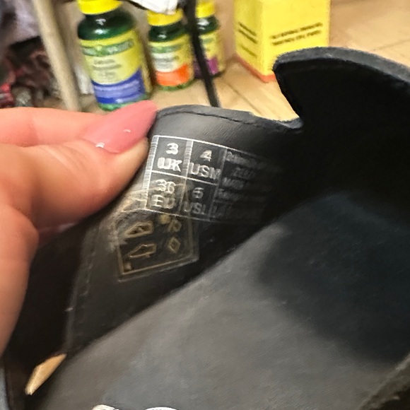 Dr. Martens Black Platform Suede Mules with Yellow Accents - Picture 5 of 9